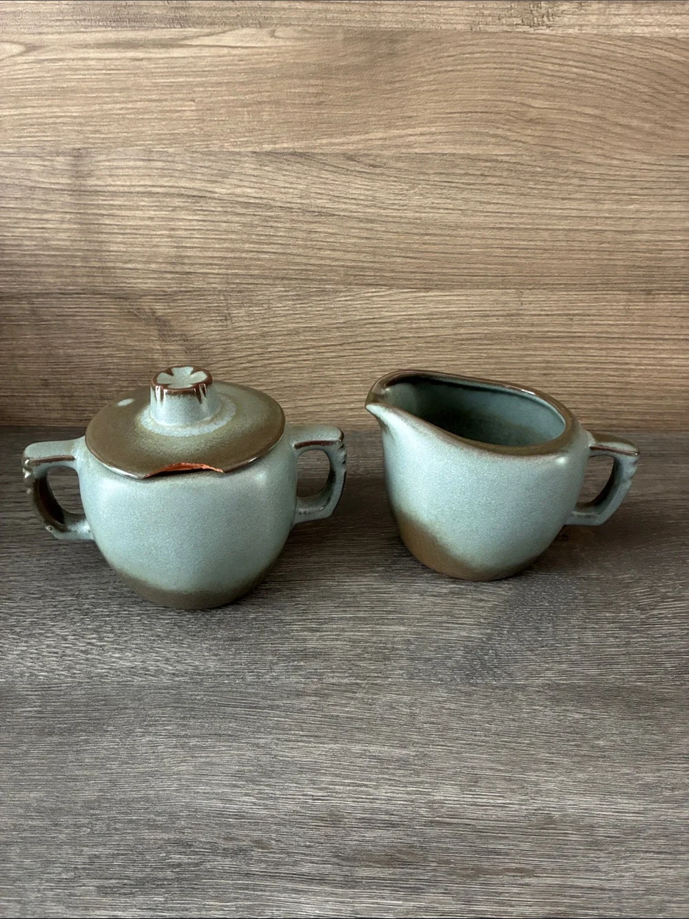 Frankoma Creamer and Sugar Bowl Prairie Blue